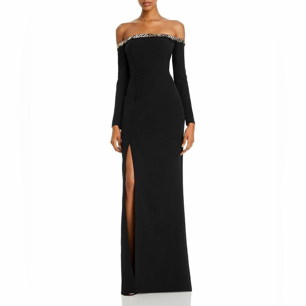 Aidan Mattox embellished black gown